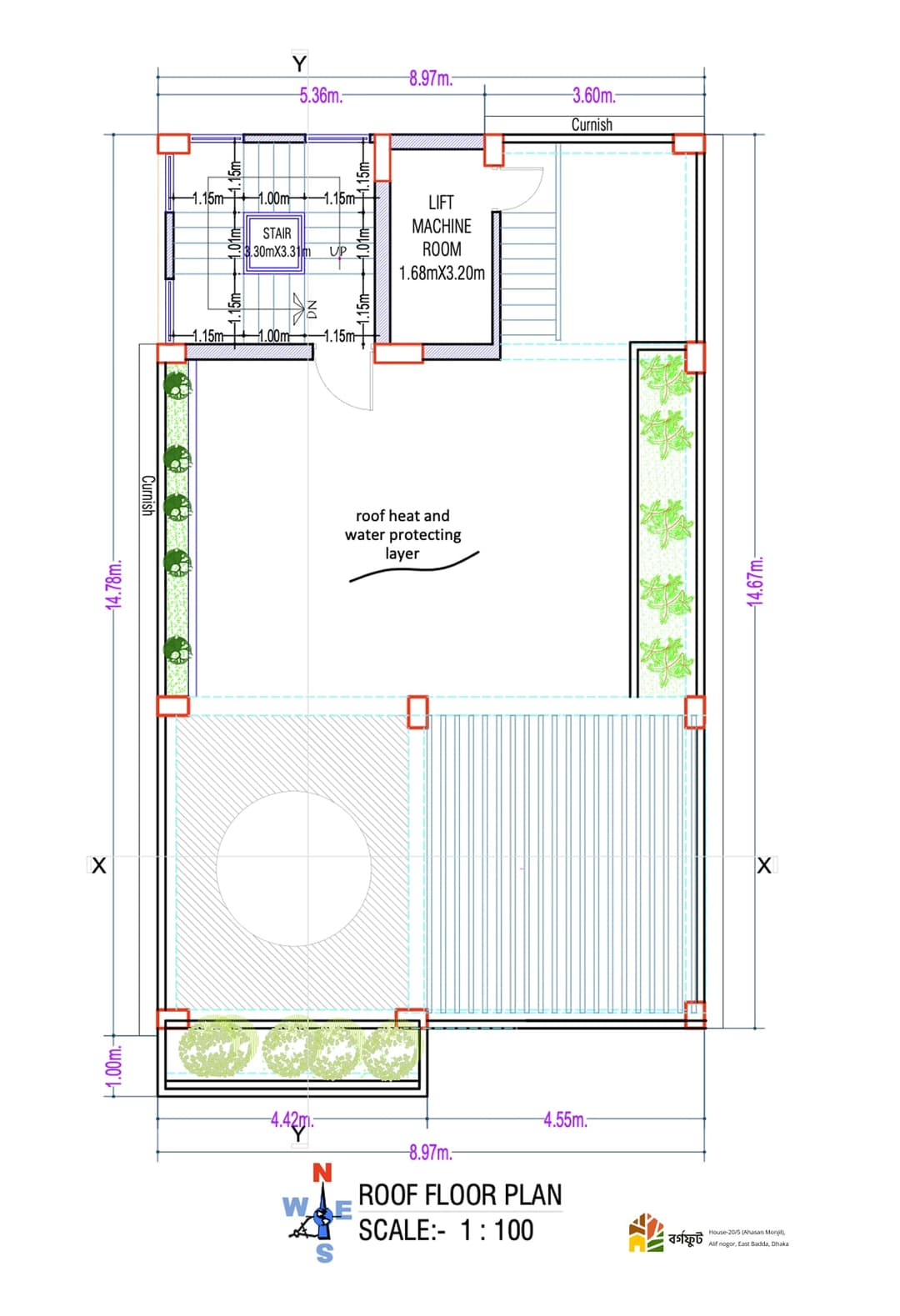 Residential Roof Floor Plan with Lift Machine Room